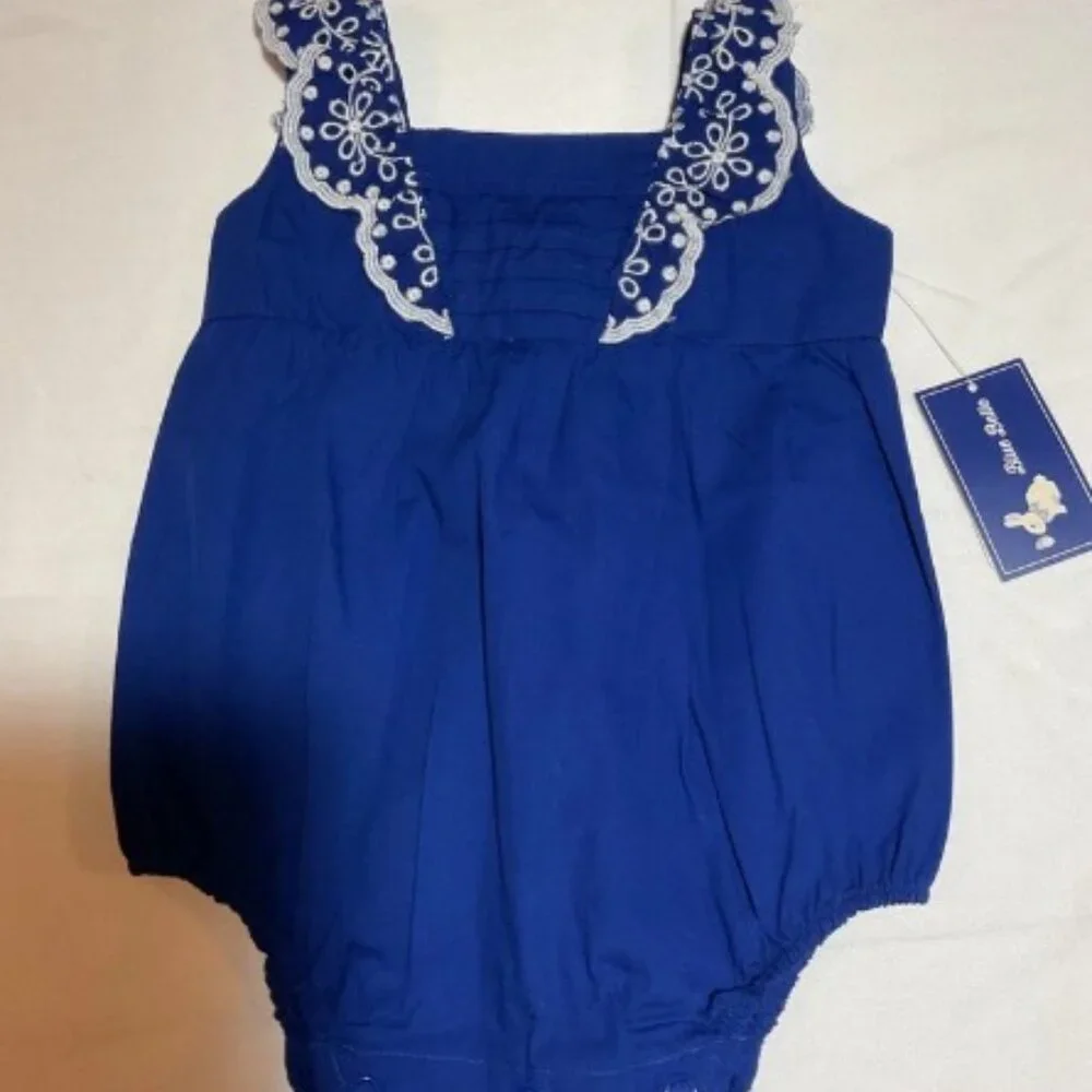 Gymboree Girls 6-9 Months Blue Belle Romper NWT Sleeveless Easter Spring Cotton